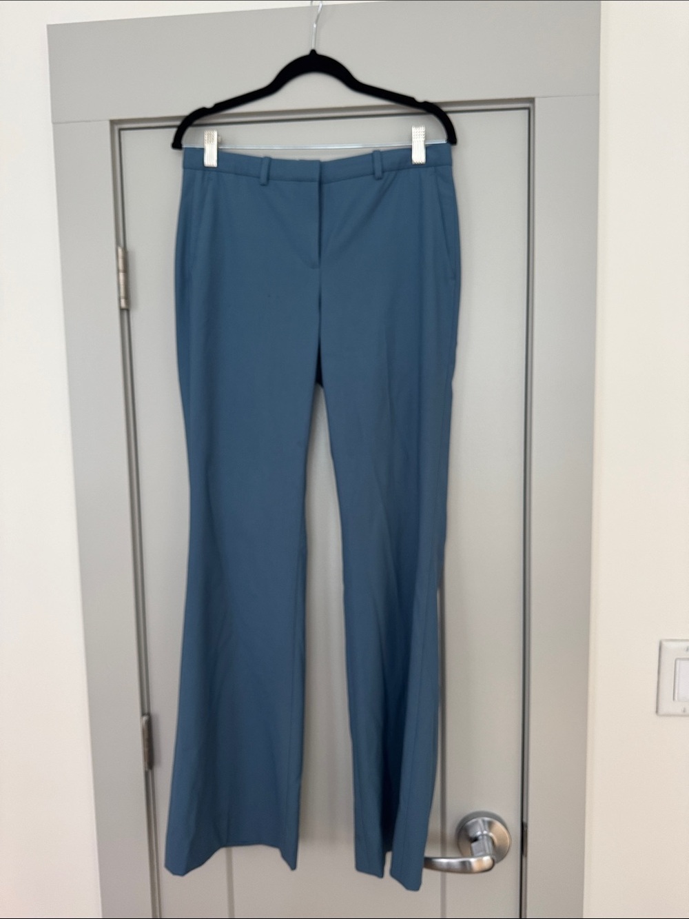 Theory Demitria Classic Wool Trouser Pants in Slate Blue